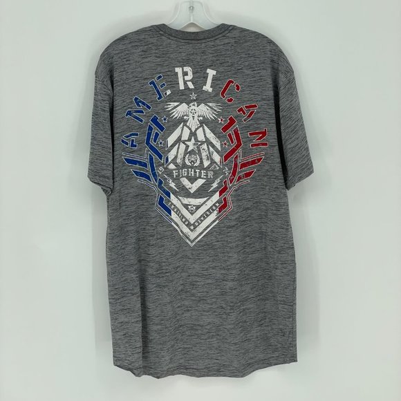 AMERICAN FIGHTER Grey Mens T-Shirt - Picture 2 of 3